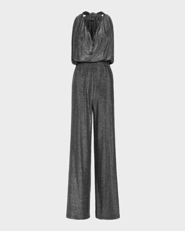 Ginger Halter Cowl-Neck Jumpsuit